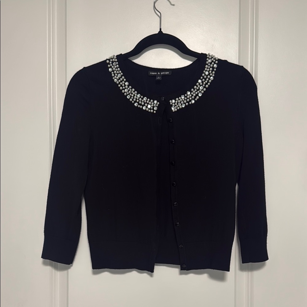 Cable & Gauge Black Beaded Cardigan - Size S